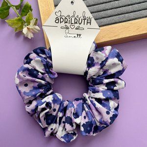 Small Cotton Scrunchie - Purple Daisies